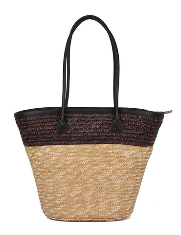 Women's Summer Beach Straw Bag Brown Natural