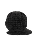 Women's Retro Knit Hat with Floral Embellishment Black
