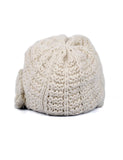 Women's Retro Knit Hat with Floral Embellishment Ivory