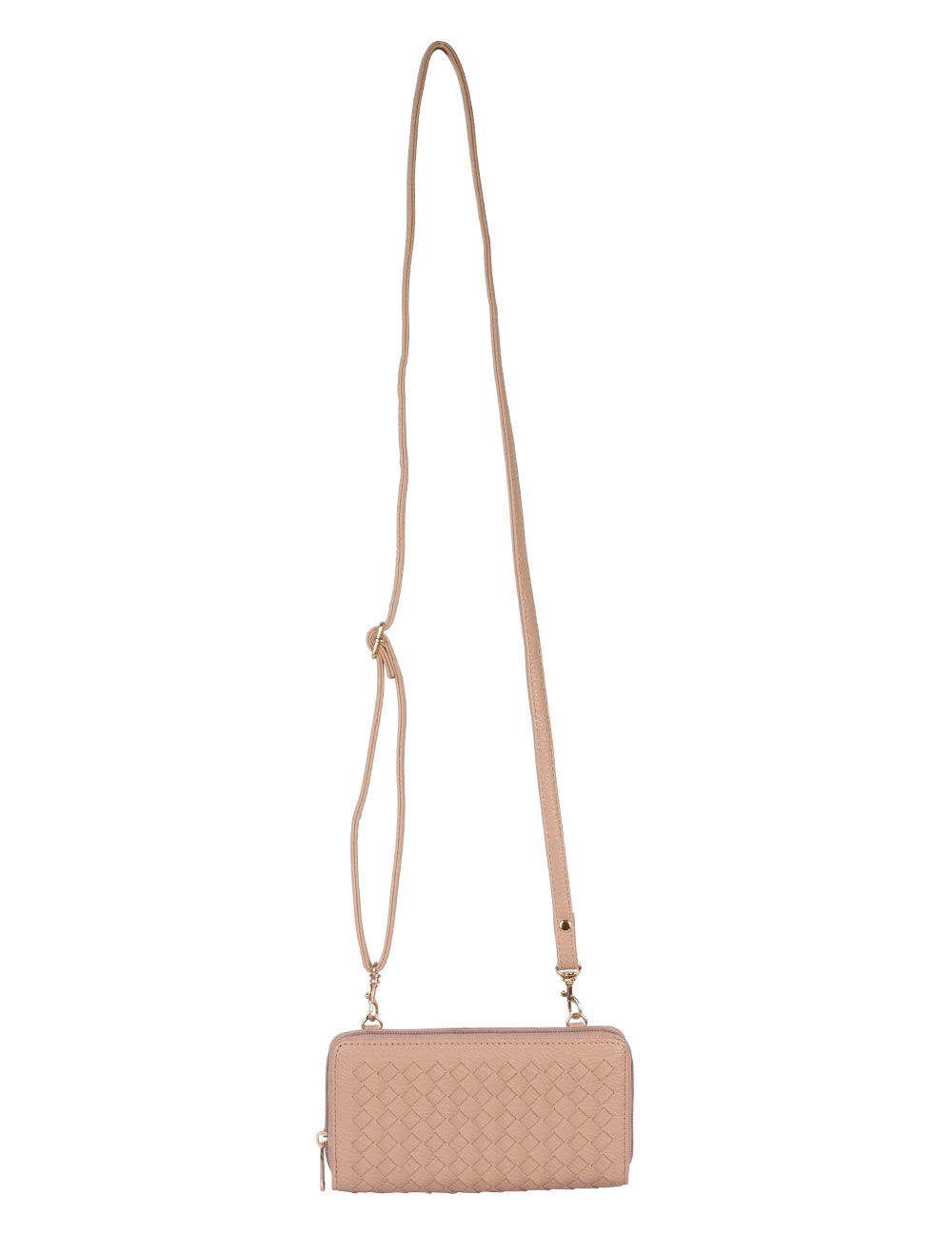 Elle RFID Blocking Woven Crossbody Phone Wallet Taupe