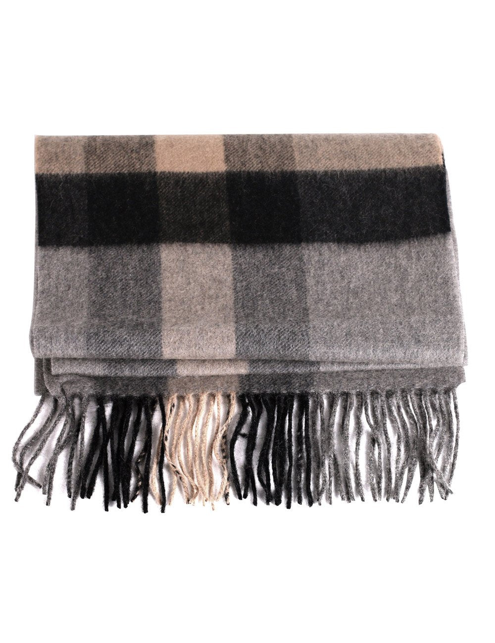 Classic Fringe Plaid Wool Scarf