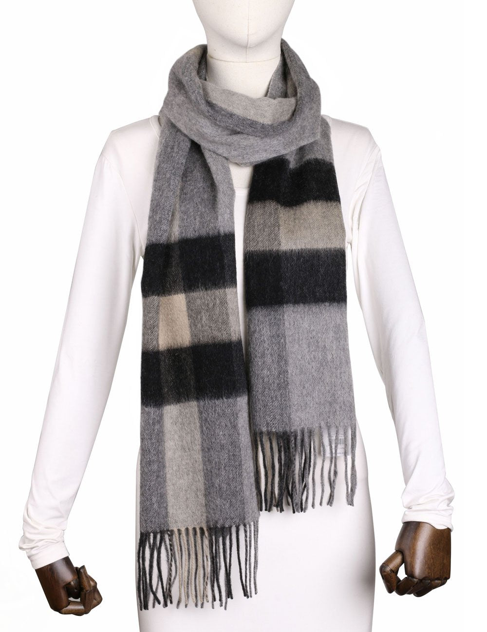 Classic Fringe Plaid Wool Scarf