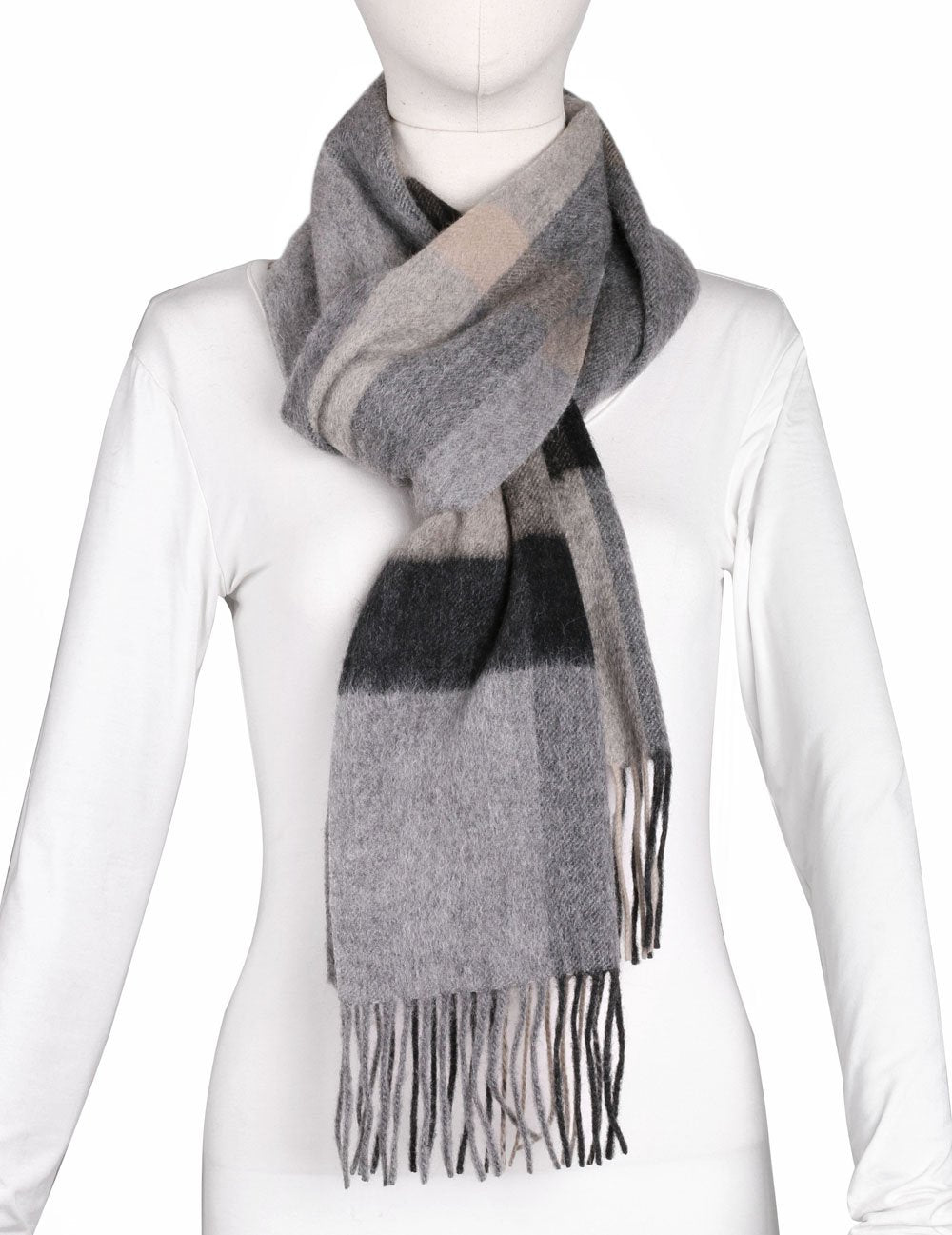 Classic Fringe Plaid Wool Scarf