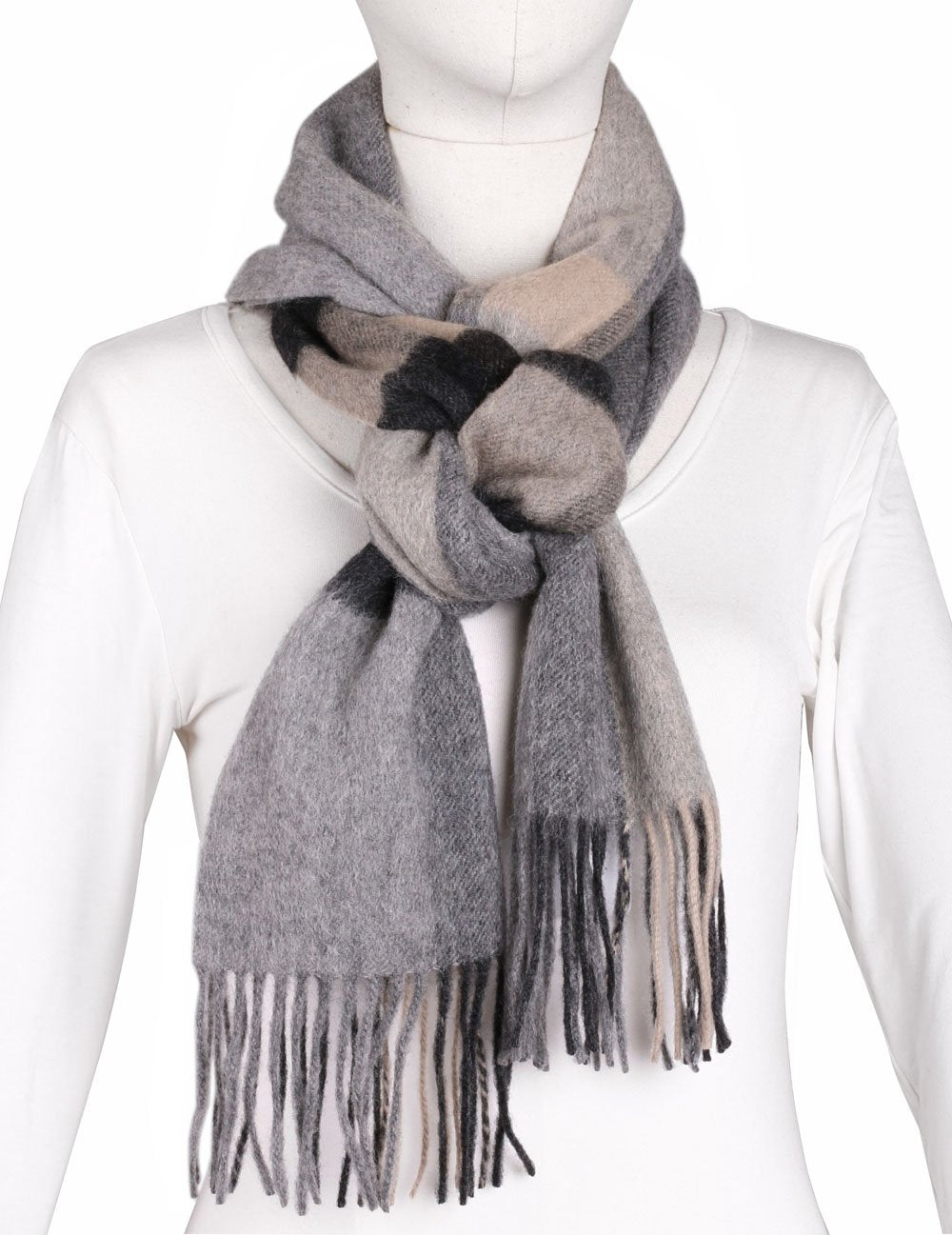 Classic Fringe Plaid Wool Scarf