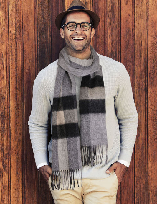 Classic Fringe Plaid Wool Scarf