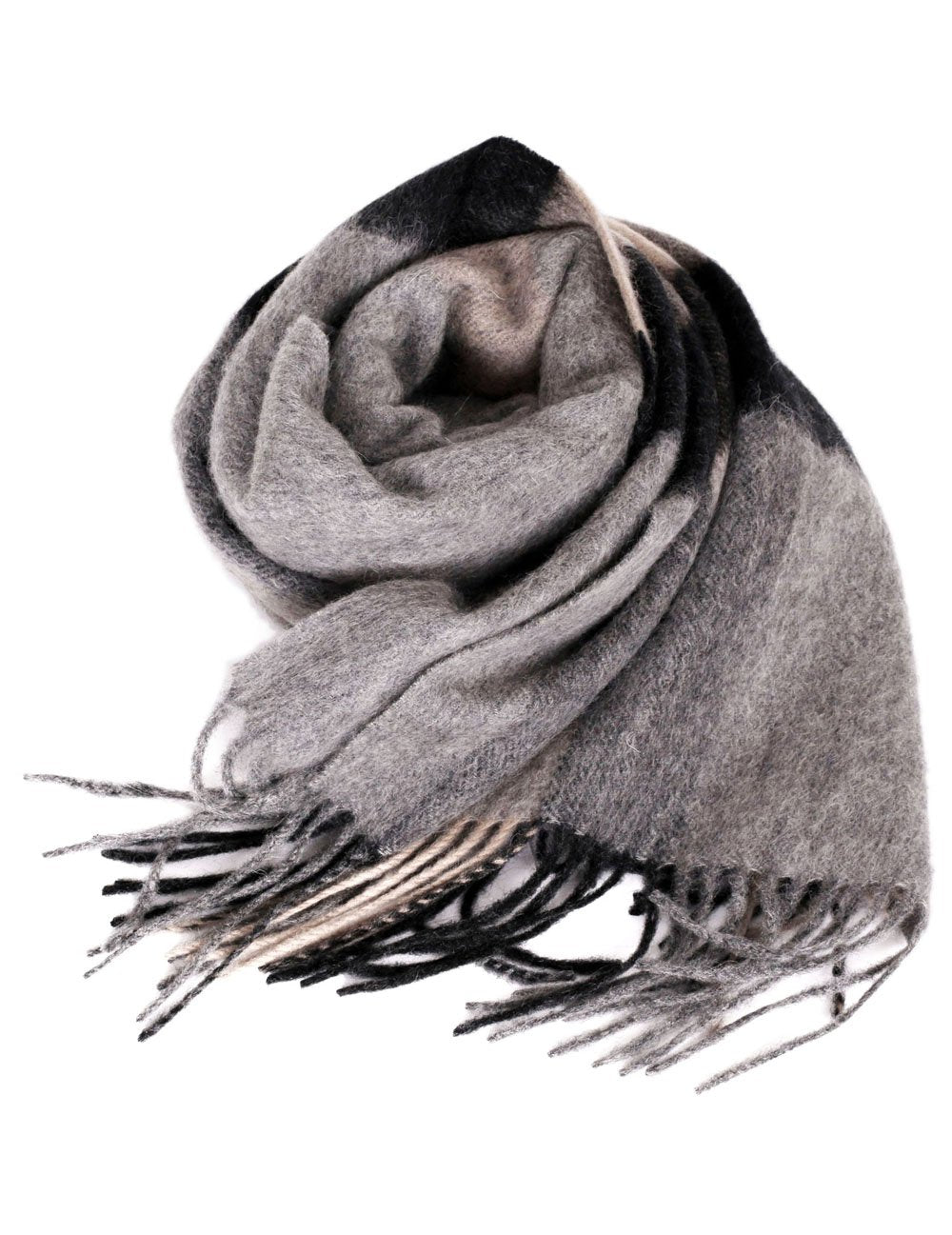 Classic Fringe Plaid Wool Scarf