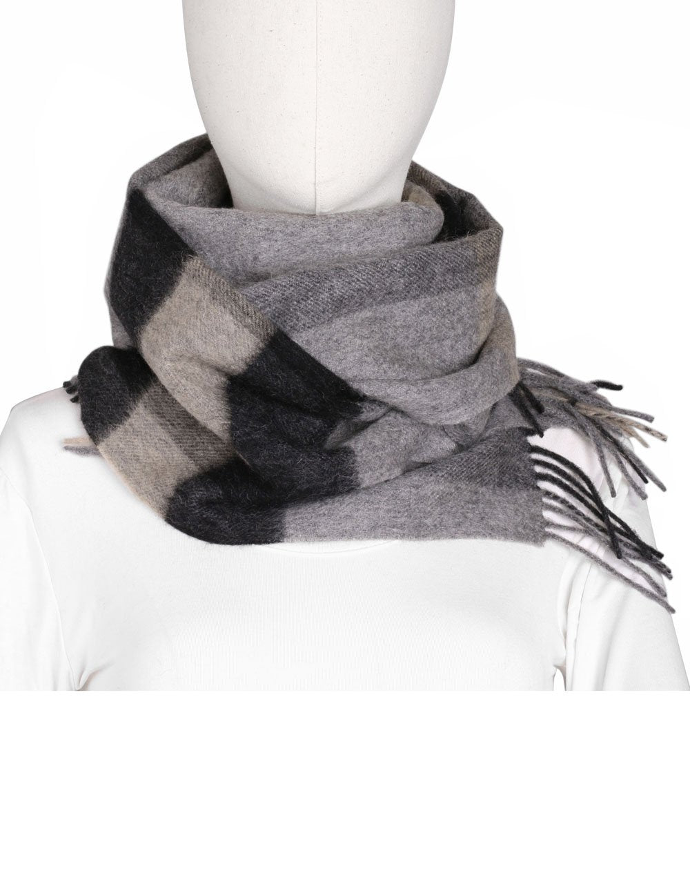 Classic Fringe Plaid Wool Scarf