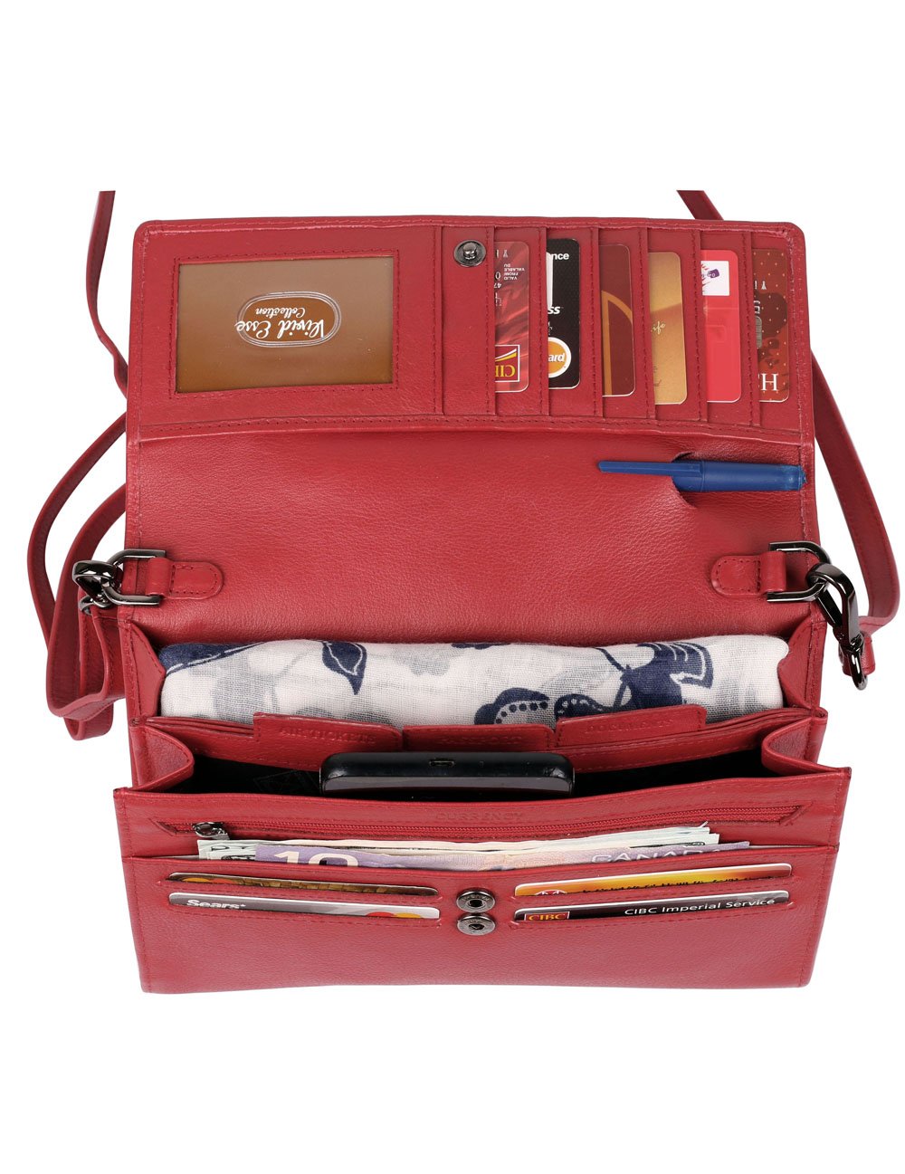 Delia RFID Blocking Leather Travel Crossbody Clutch