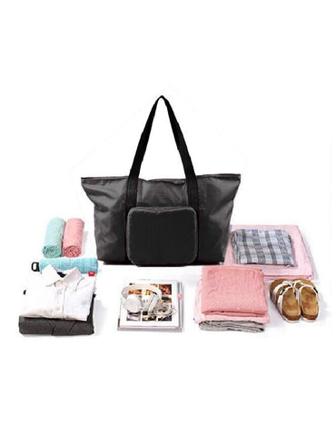 Pack n Fold Foldable Travel Tote Bag Black