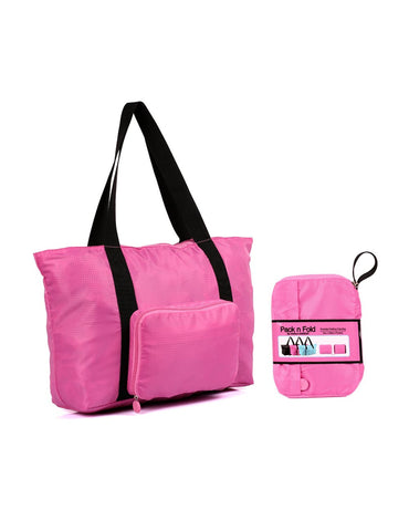 Pack n Fold Foldable Travel Tote Bag Pink