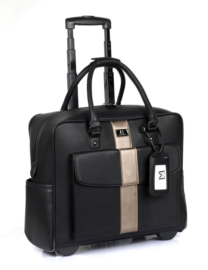 Travel Rolling Carry-on Luggage Black Bronze Stripe