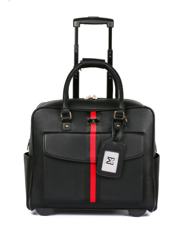Travel Rolling Carry-on Luggage Black Red Stripe