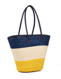 Women's Summer Beach Straw Bag Nautical Tone