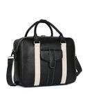 Men's Professional & Travel Briefcase Black White Stripe