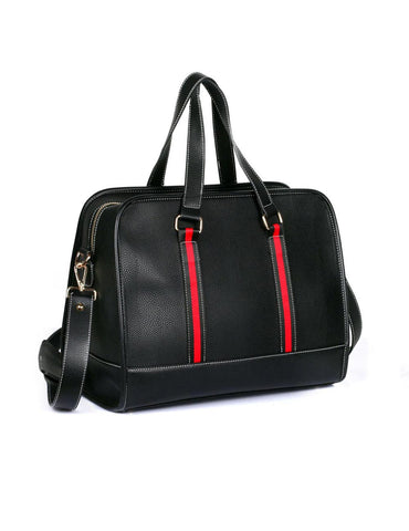 Men's Professional & Travel Duffel Bag Black Red Stripe