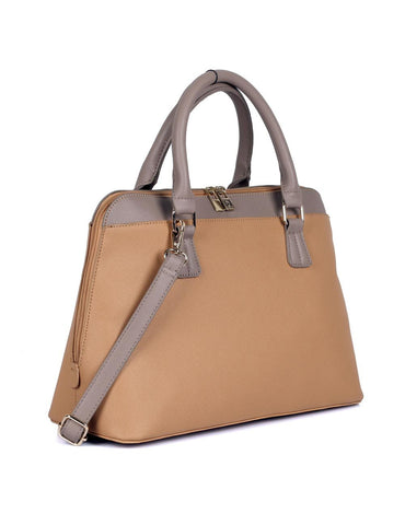 Riley Women's Satchel Bag Tan with Taupe Trim