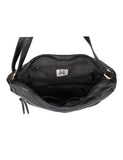 Avery Pre-Washed Women's Stripe Hobo Bag Black