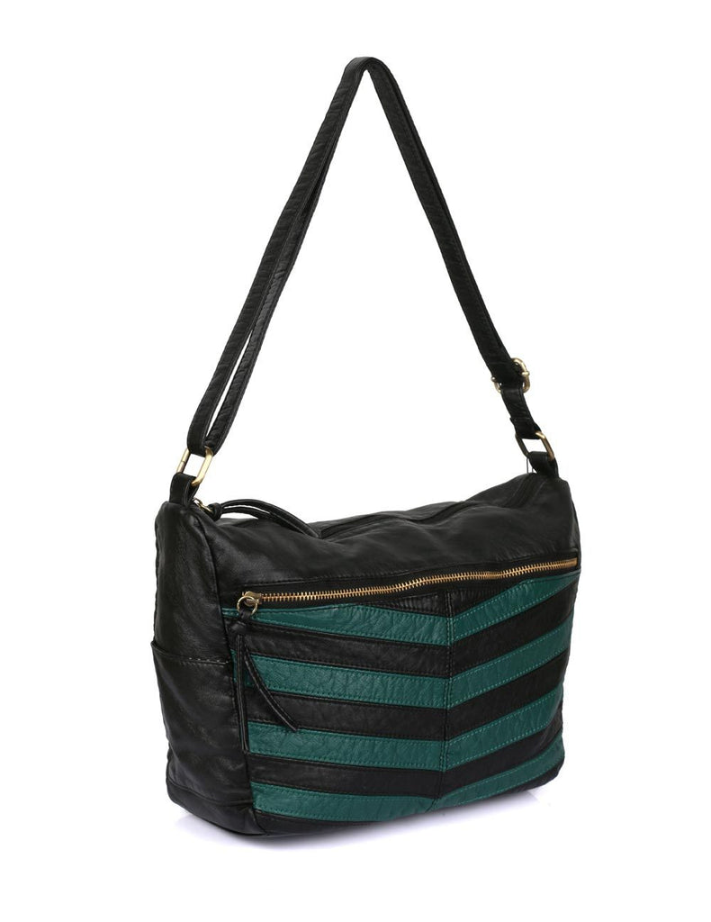 Avery Pre-Washed Women's Stripe Hobo Bag Forest Green