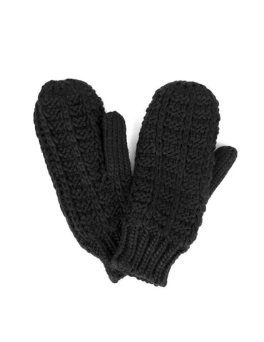 Women's Retro Knit Mittens Black