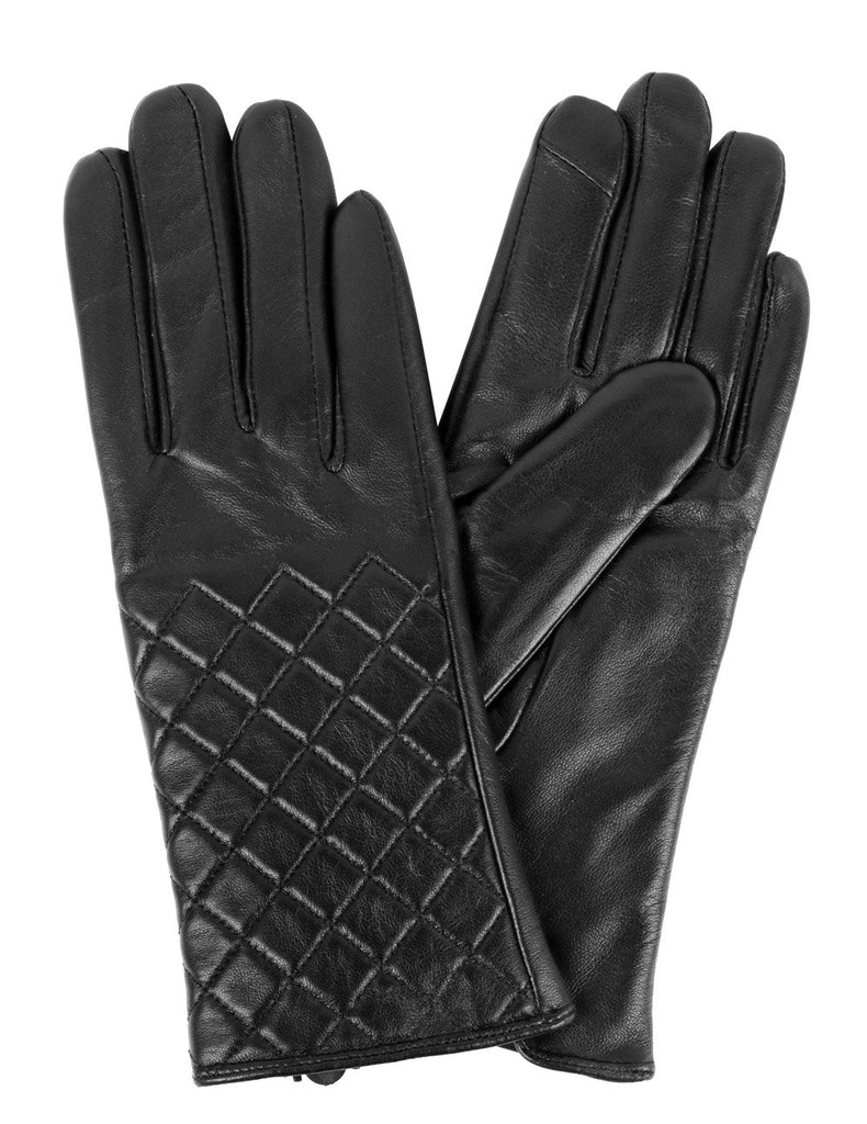 Women's Deluxe Quilted Leather Touch Screen Gloves