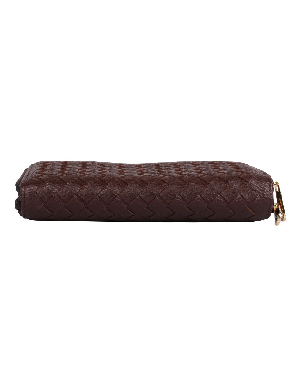 Ellen RFID Blocking Woven Crossbody Phone Wallet Mahogany
