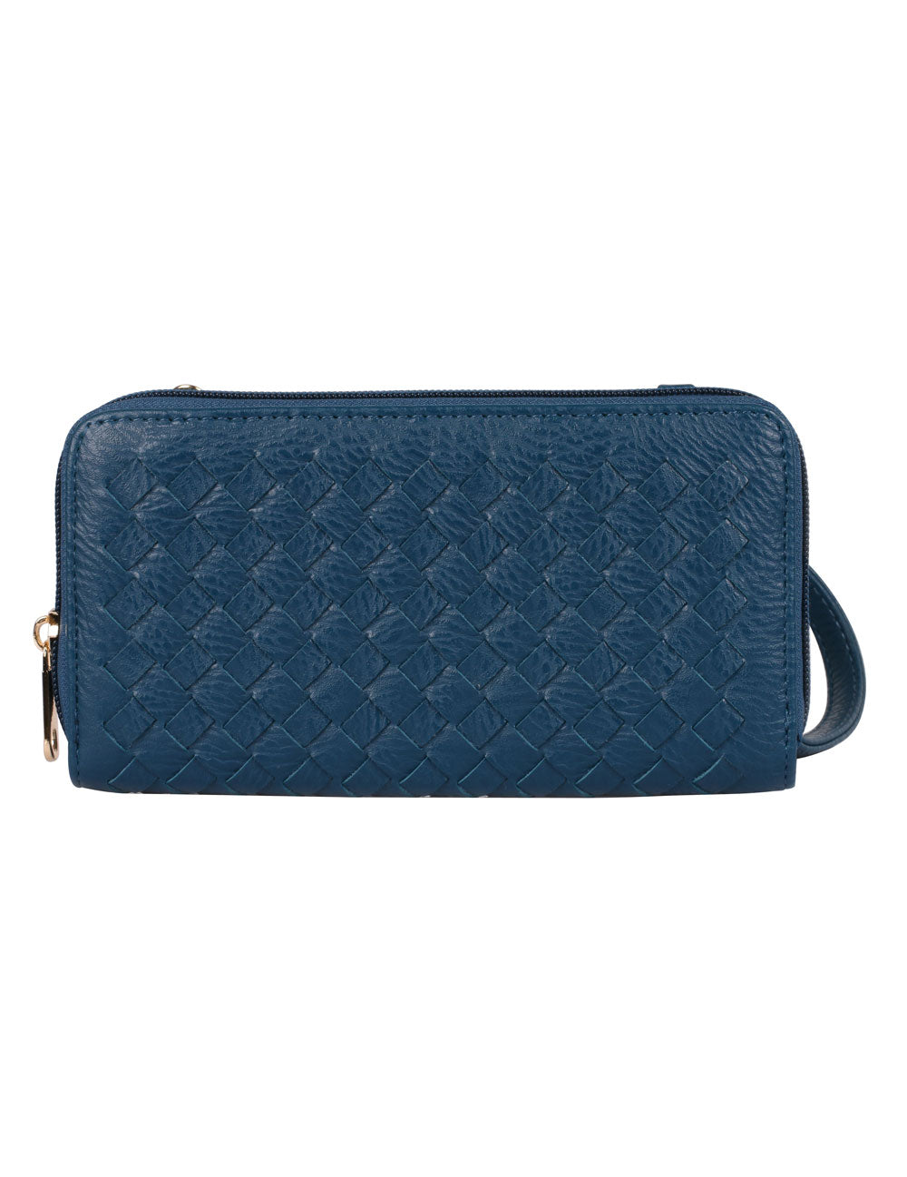 Elle RFID Blocking Woven Crossbody Phone Wallet Blue