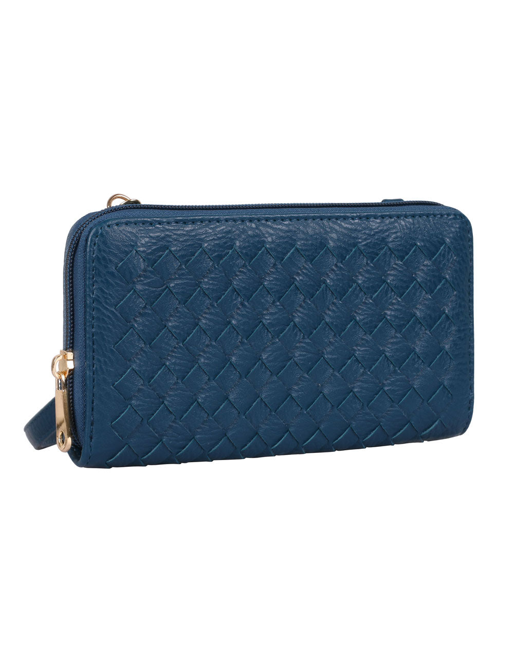 Elle RFID Blocking Woven Crossbody Phone Wallet Blue