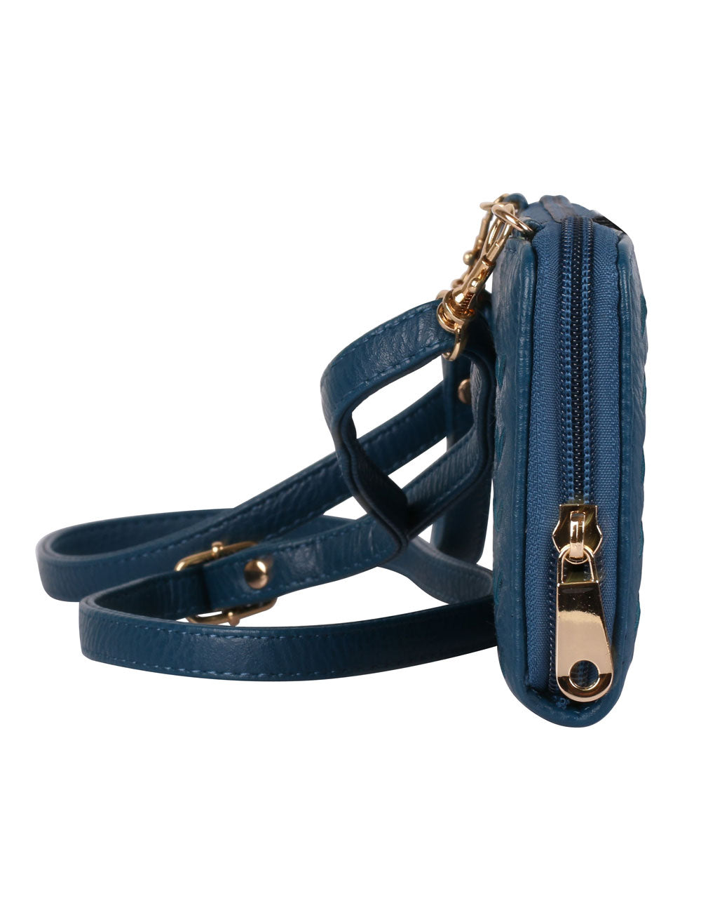 Elle RFID Blocking Woven Crossbody Phone Wallet Blue