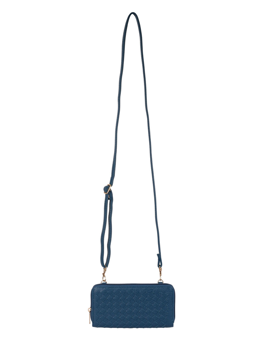 Elle RFID Blocking Woven Crossbody Phone Wallet Blue